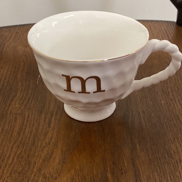 Large White Ceramic Coffee Cup M in Gold Monogram - Picture 2 of 2